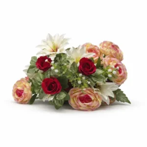 Bouquet de fleur rouge saumon blanc