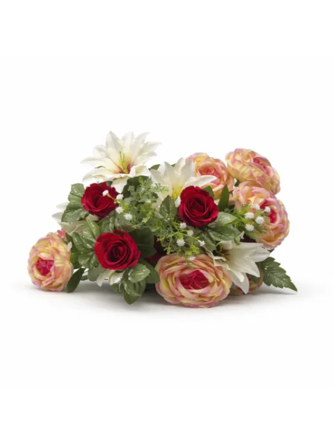 Bouquet de fleur rouge saumon blanc