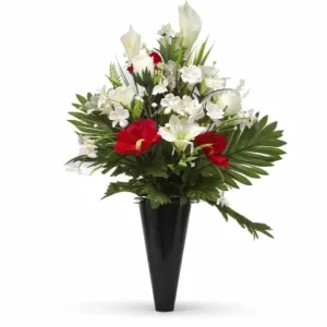 Bouquet de fleurs rouge, blanc, violet
