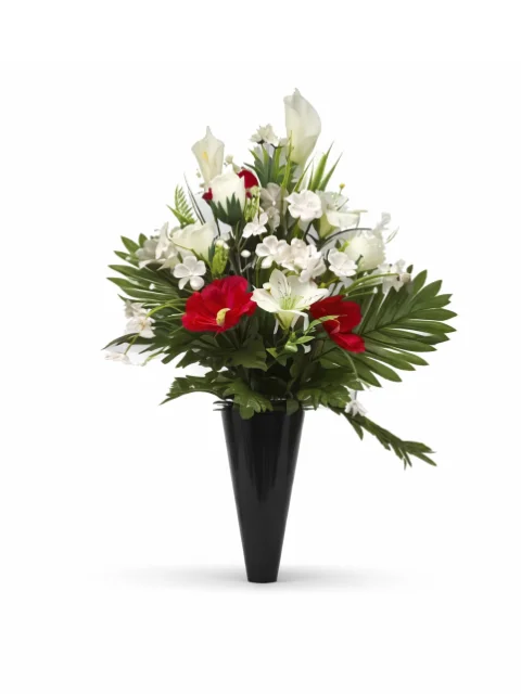 Bouquet de fleurs rouge, blanc, violet