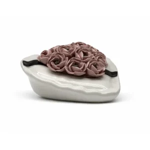 Céramique coeur blanc et rose rose