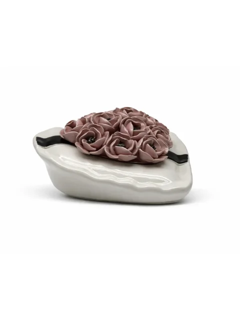 Céramique coeur blanc et rose rose