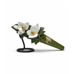 Céramique cornet orchidée blanche