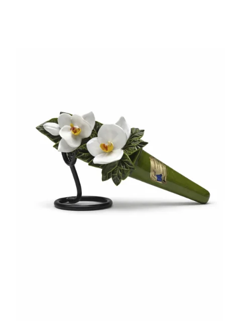 Céramique cornet orchidée blanche