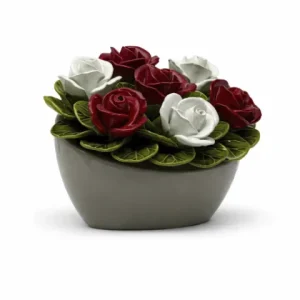 Céramique pot rose rouge et blanche