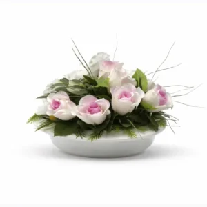 Coeur fleurs rose et blanche