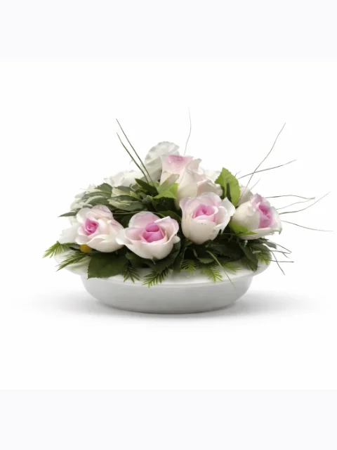 Coeur fleurs rose et blanche