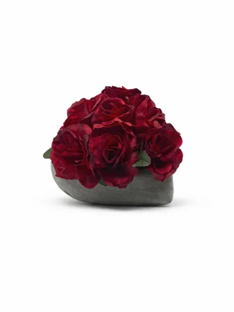 Coeur fleurs rouge
