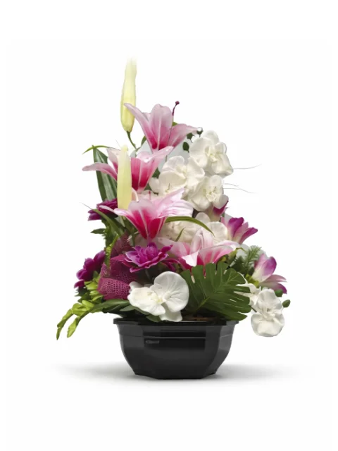 Composition florale rose et blanche