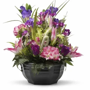 Composition florale rose et violet