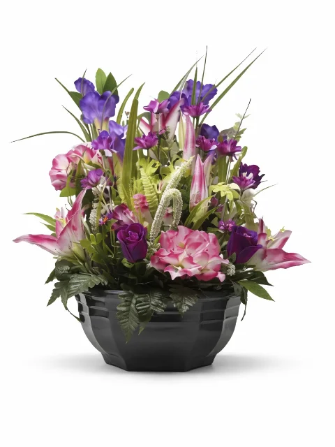 Composition florale rose et violet