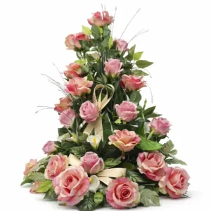 Devant de tombe rose rose