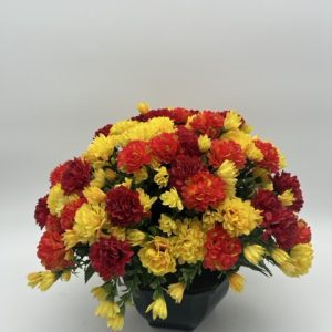 Coupe pomponette jaune orange artificielles