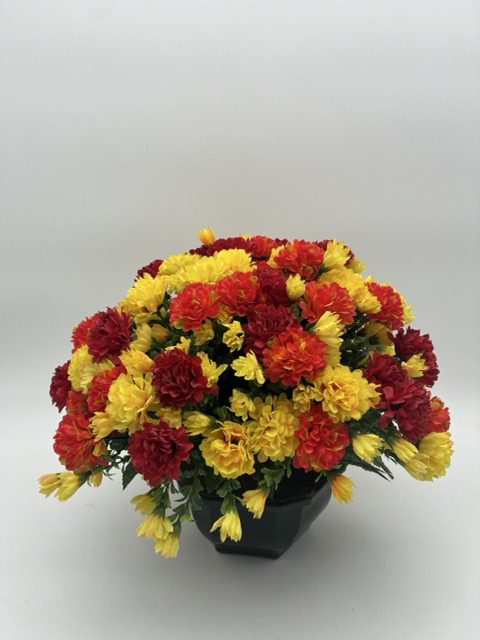 Coupe pomponette jaune orange artificielles