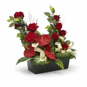 Jardinière fleur rouge 2 noueds