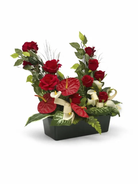 Jardinière fleur rouge 2 noueds
