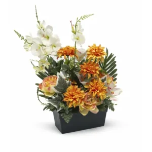 Jardinière fleurs orange