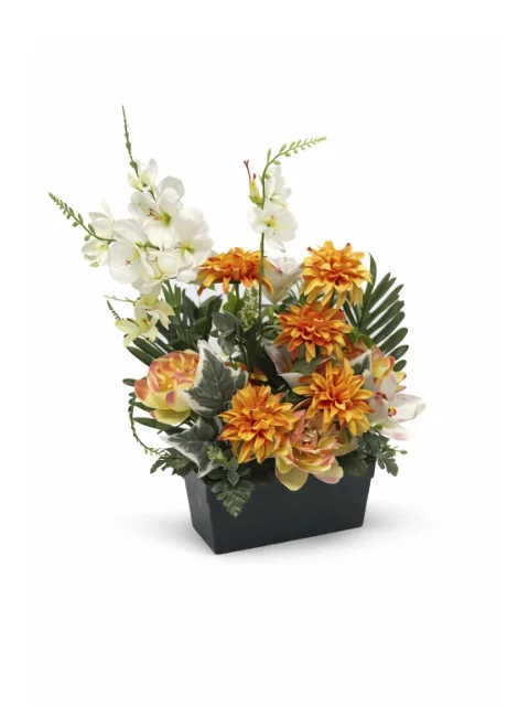 Jardinière fleurs orange