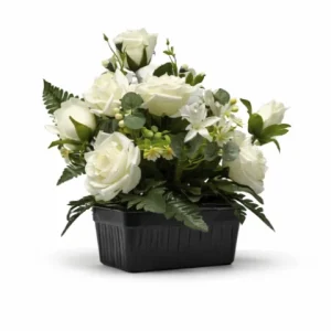 Jardinière rose blanche