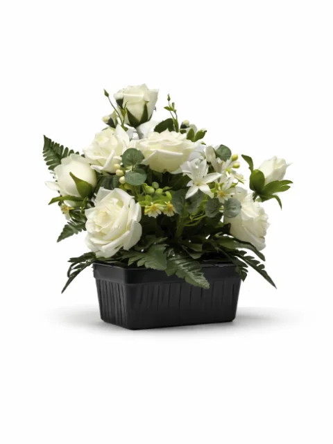 Jardinière rose blanche