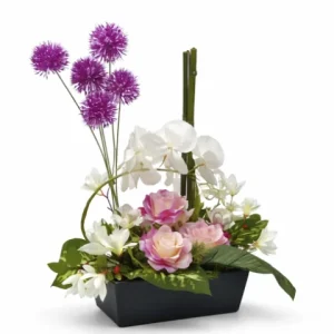 Jardinière violette, rose, blanche