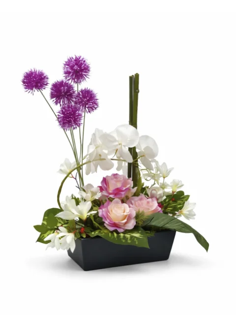 Jardinière violette, rose, blanche