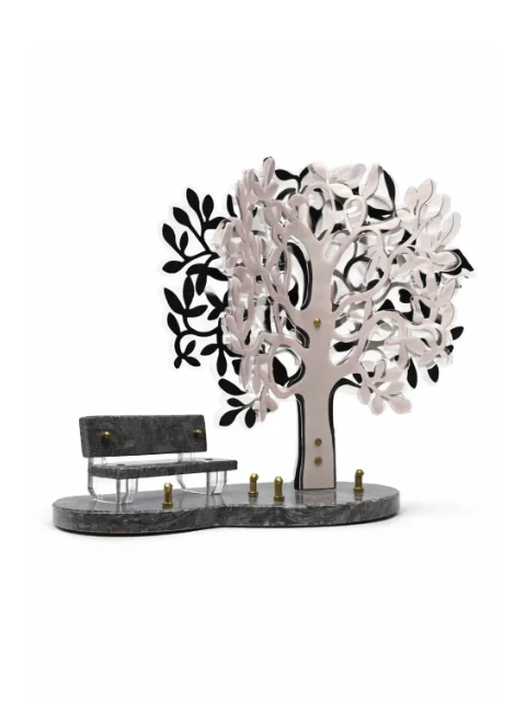 Plaque granit banc et plexi arbre
