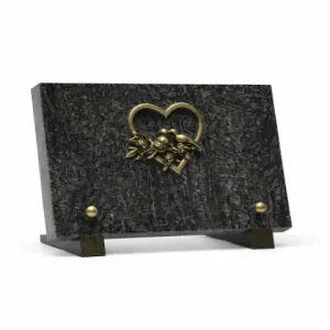 Plaque granit bronze coeur oiseau