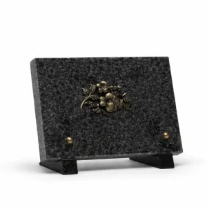 Plaque granit bronze fleur himalaya blue