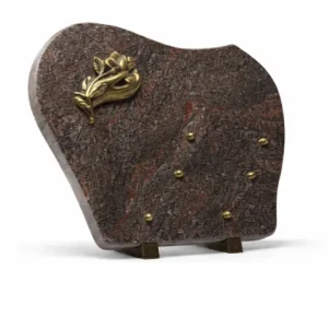 Plaque granit bronze main fleur
