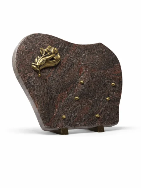 Plaque granit bronze main fleur