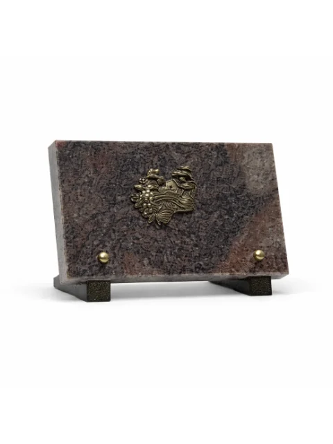 Plaque granit bronze maison avec pont
