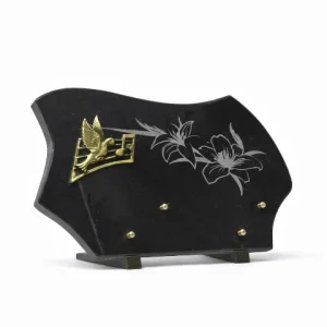 Plaque granit bronze oiseau musique