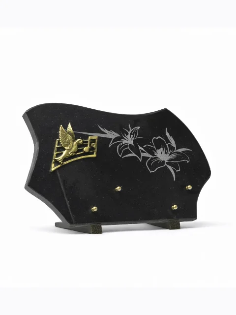 Plaque granit bronze oiseau musique