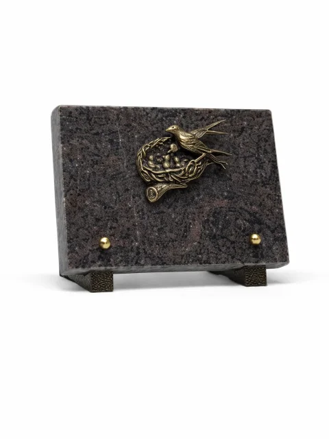 Plaque granit bronze oiseau