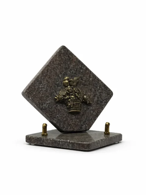 Plaque granit bronze panier osier