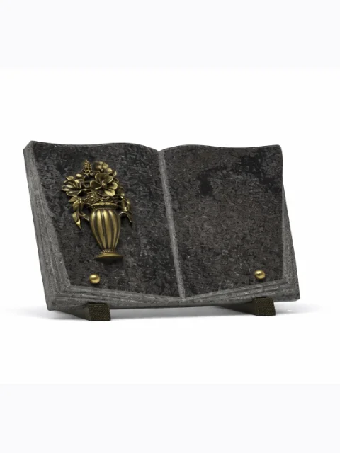 Plaque granit bronze vase