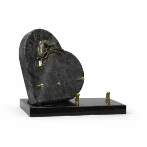 Plaque granit coeur bronze tournesol