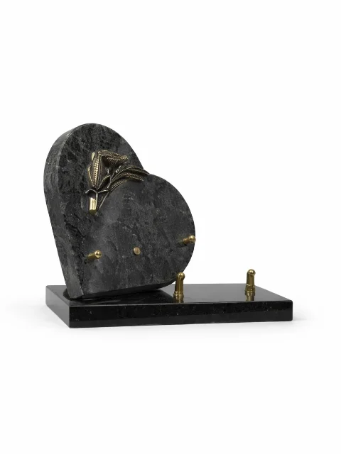 Plaque granit coeur bronze tournesol