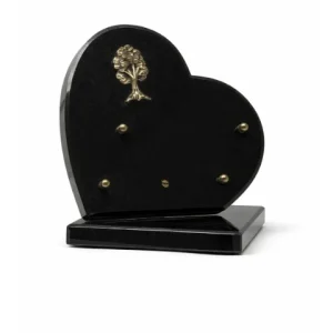 Plaque granit coeur noir bronze arbre