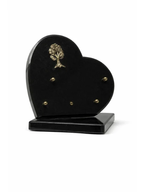 Plaque granit coeur noir bronze arbre
