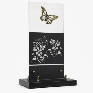Plaque granit et plexi bronze papillon