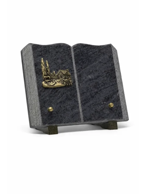 Plaque granit gris livre bronze campagne