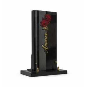 Plaque granit horizontale motif rose rouge