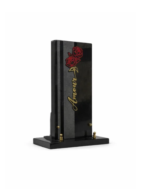 Plaque granit horizontale motif rose rouge