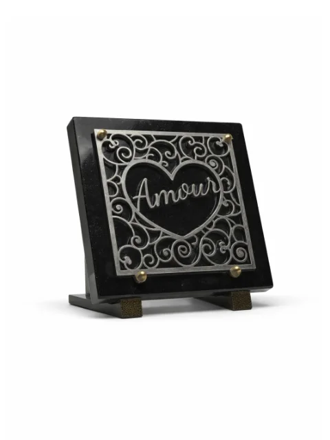 Plaque granit métal amour