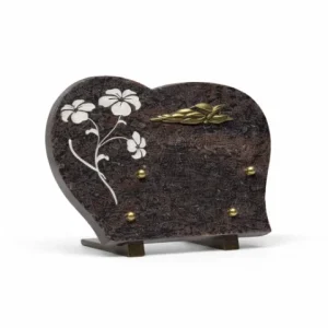 Plaque granit motif fleur