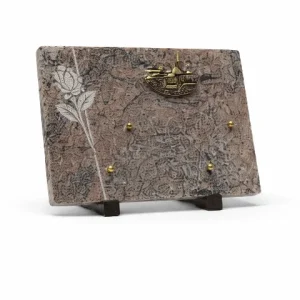 Plaque granit motif fleur bronze campagne