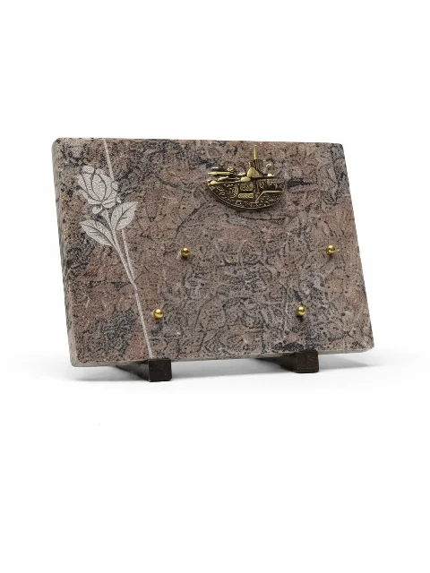 Plaque granit motif fleur bronze campagne