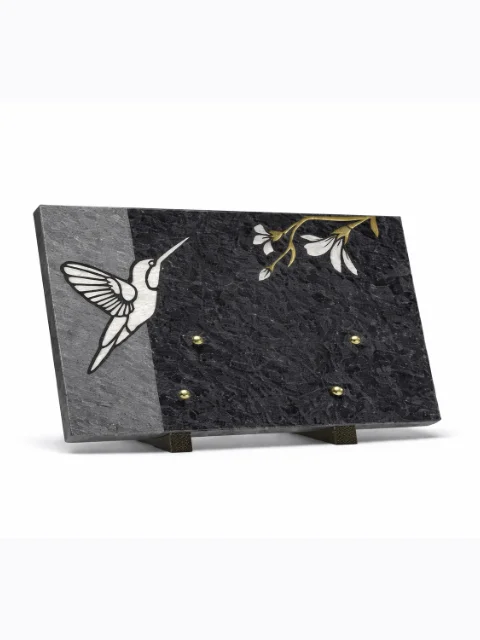 Plaque granit motif oiseau